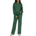 thumbnail image 5 of Huankd Womens Sweatsuits 2 Piece Outfits Fall Sweat Sets Lounge Hoodies and Cargo Pants Wide Leg with Pockets Army Green S, 5 of 5