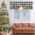 thumbnail image 2 of Rdsfhsp Christmas Curtain Valance for Windows Black White Buffalo Check Plaid Snowflake Snowman with Christmas Tree Winter Holiday Window Treatments Short Curtains for Kitchen,54 x 18 inch, 2 of 5