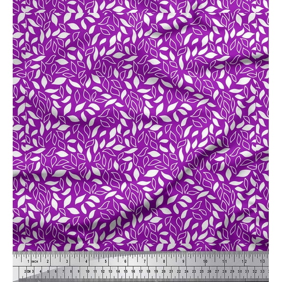 Soimoi Purple Cotton Duck Fabric Leaves Leaves Print Fabric by Yard 42 Inch Wide