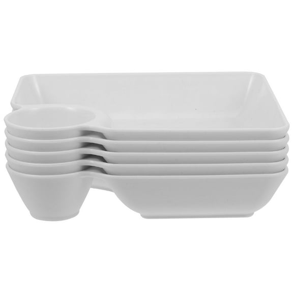 Garneck 5pcs Chip and Dip Serving Platters Dumpling Plate Sushi Plate with Sauce Compartment