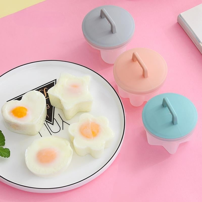 Boiled Egg Maker, 4Pcs Plastic Egg Cooker Boiler Pudding Mold with Oil Brush, Non‑stick Boiled Egg Cooker, Poached Egg Cups, Fast Poaching Egg for Breakfast, Eggs Kitchen Gadgets
