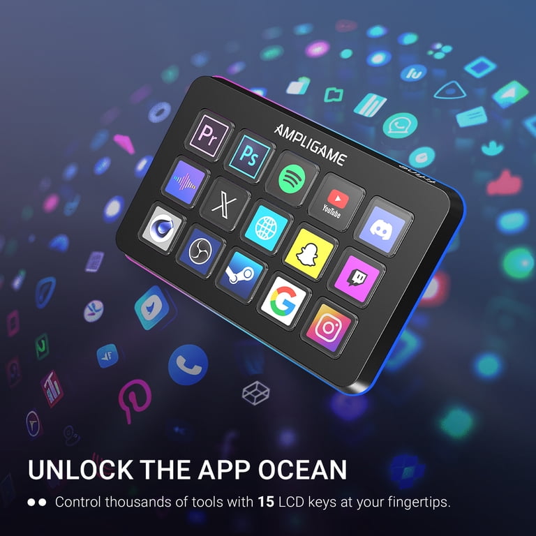 FIFINE D6 Stream Controller with 15 Customizable Macro Keys