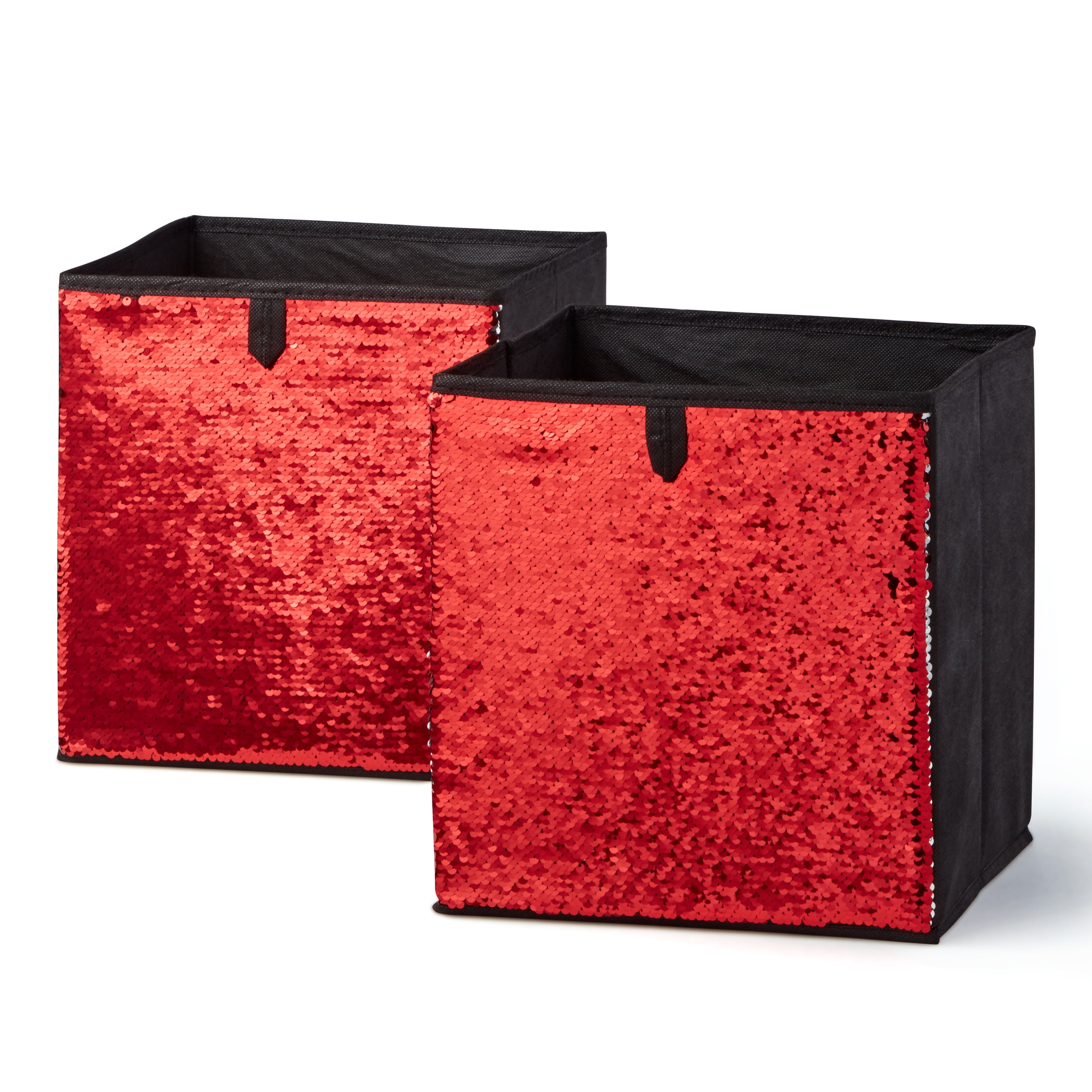 Mainstays Reversible Sequin Collapsible Cube Storage Bins (10.5" x 10.5"), Set of 2, Multiple