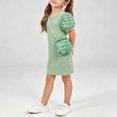 thumbnail image 2 of THDHVS Girls Summer Dress,Girls Textured Ribbed Knit Dress Puff Short Sleeve Round Neck Matching Crossbody Bag Summer Princess,Dresses for Girls 4-5 Years, 2 of 7