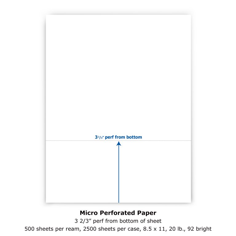 20lb Horizontal 8.5 x 11 Perforated Paper at 3 1/4
