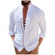 thumbnail image 1 of New Men's Retro Cotton Linen Casual Loose Fitting Long Sleeved Shirt M, 1 of 5