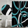 thumbnail image 4 of Polyester Fabric Turquoise Geometric Shower Curtain, Modern Abstract Aesthetic Striped Art Waterproof Bathtub Curtain Bathroom Decor Set with Hooks 36 x 72 Inches, 4 of 6