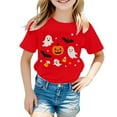 thumbnail image 3 of WhouRiu Big Girls' Halloween Tshirt Cartoon Prints Short Sleeve Shirt Children Party Comfy Casual Tee Pink,Sized 12-13, 3 of 3