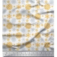 thumbnail image 1 of Soimoi Satin Silk Fabric Snowflake Artistic Print Sewing Fabric Yard 42 Inch Wide, 1 of 3