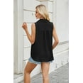 thumbnail image 4 of Holzkary Womens Sleeveless Button Down Shirt V Neck Casual Classic Collared Blouses Solid Basic Summer Work Office Tank Top Womens Casual Sleeveless Tops V Neck Vest Summer Fashion Casual Top Black M, 4 of 5