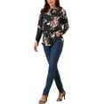 thumbnail image 2 of INSPIRE CHIC Women's Loose Fit Tunic Tops Long Sleeve Casual Floral Printed Henley V Neck Shirts, 2 of 4