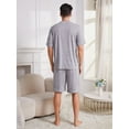 thumbnail image 3 of U2SKIIN Mens Pajama Set, Short Sleeve Lightweight Sleepwear Soft Nightwear Set With Pocket,(Dark Grey Mel.L), 3 of 5