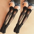 thumbnail image 2 of Douhoow Women Fishnet Stockings Black Lace Sheer Stay Up Over The Knee Thigh High Socks, 2 of 5