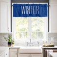 thumbnail image 3 of Hello Winter Kitchen Curtains and Valances Set, Blue White Letter Retro Art Decor Rod Pocket Window Valance 18 Inch Window Curtain Panels for Living Room Bedroom Laundry, 27.5x24in, 3 Pieces, 3 of 7