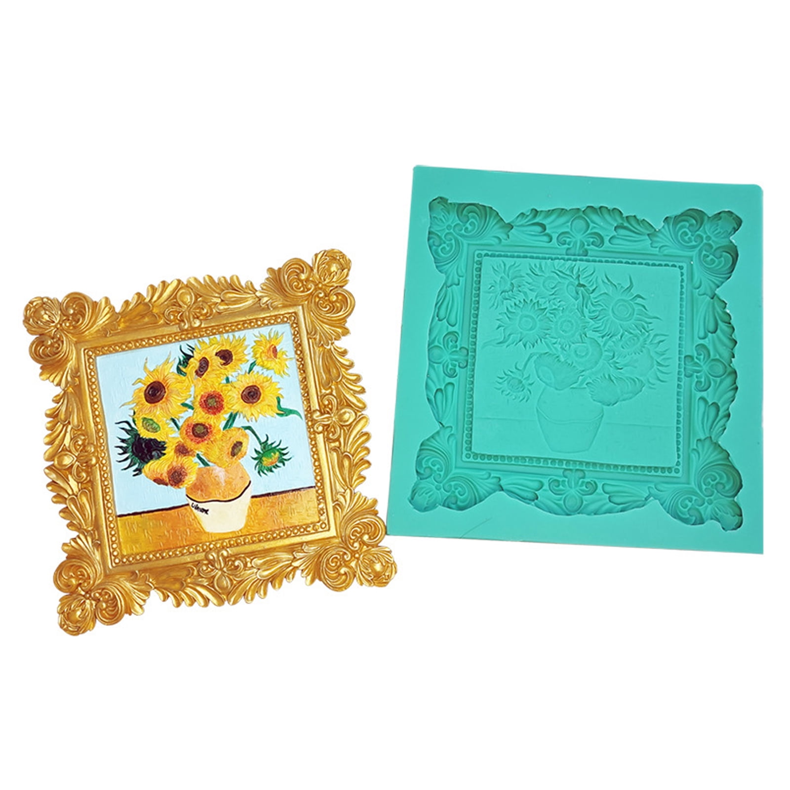Square Frame Molds Epoxy Resin Vintage Picture Frames Silicone Fondant Photoes Frame Moulds for Home Office Decorations