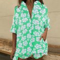 thumbnail image 2 of Women's 2 Piece Lounge Set Casual Baggy Short Sleeve Lapel Button Down Shirt and Drawstring Shorts Outfit Tracksuits Ladies Clothes, 2 of 8
