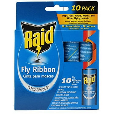 RAID? Fly Ribbons, 10 count, Outdoor & Indoor Fly Traps, (Pack of 4)