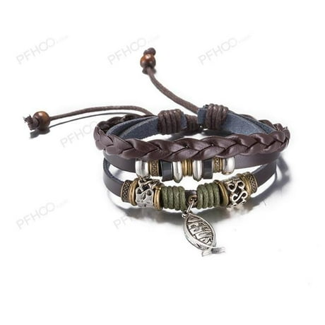 Azori Jewelry Fsh182 Brown Leather Pisces Bracelet