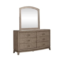 Liberty Furniture Avalon Dresser & Mirror for Bedroom - Burnished Beige Oak Wood