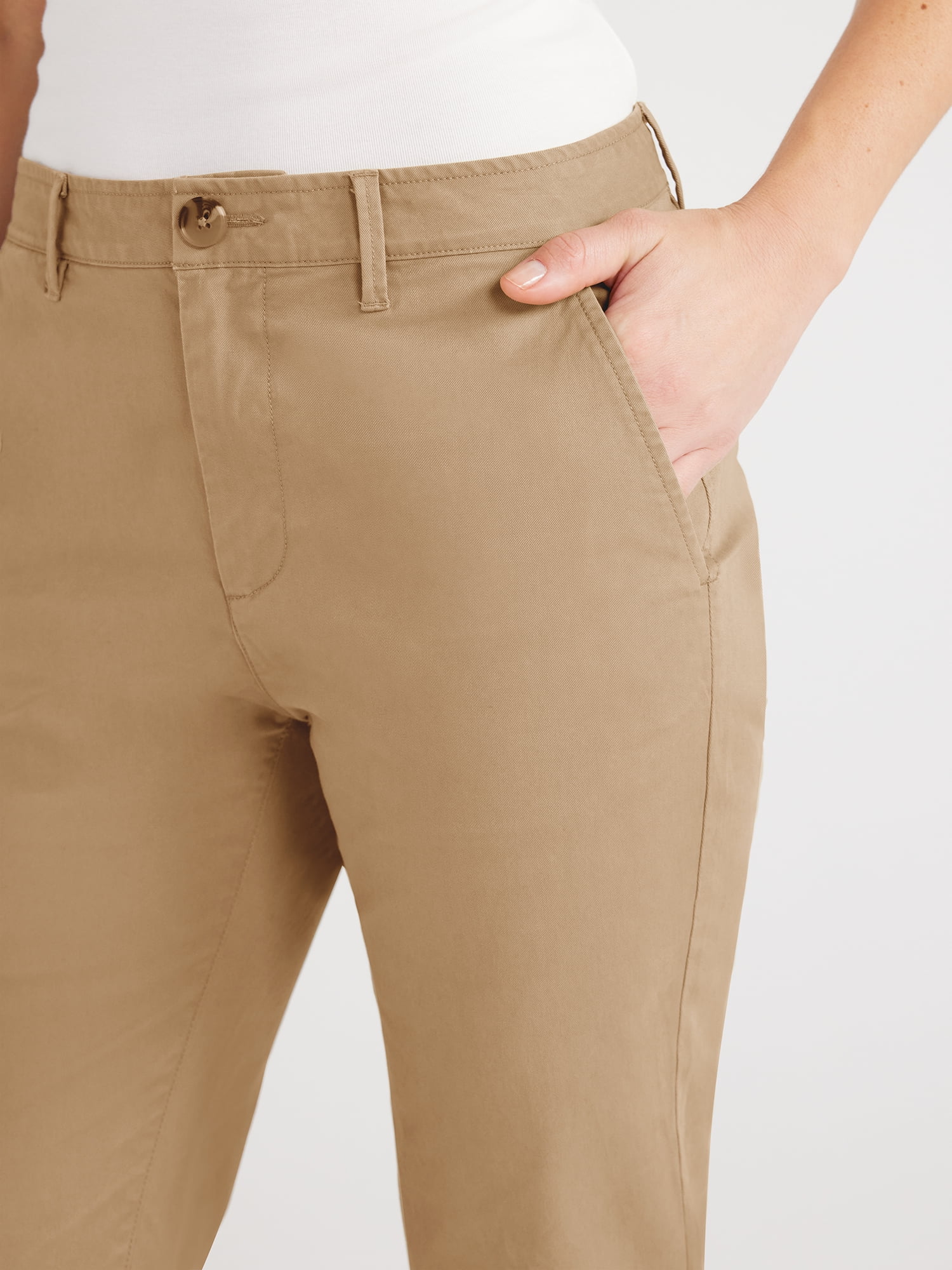 Free Assembly Women's Slim Straight Chino Pants, 25” Inseam, Sizes 0-22 