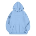 thumbnail image 4 of Xijirk Women Hoodies for Women Oversized Pullover Sweatshirt with Hidden Earphone Pocket for Daily Casual Wear,Light Blue,3XL, 4 of 7