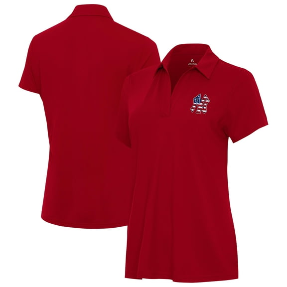 Women's Antigua Red New York Yankees Independence Day Patriotic Logo Era Polo