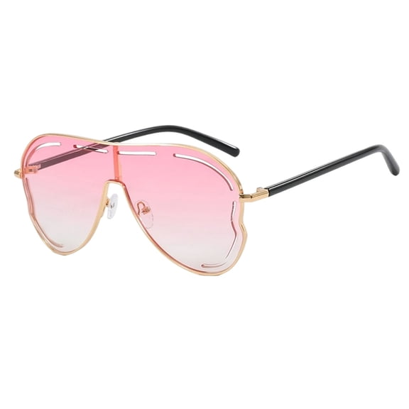 Oversized Wrap Around Retro Sunglasses for Women Classic Shield One Piece Frame Pilot Aviator Big Sunnies UV Protection Metal Frame Designer Shades
