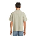thumbnail image 3 of No Boundaries Men's and Big Men's Cotton Crinkle Button Front Shirt with Short Sleeves, Sizes XS-3XL, 3 of 5