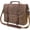 Brown, variant on RAINSMORE Mens Messenger Bag 15.6 Inch Waterproof Vintage Genuine Leather Canvas Briefcase Satchel Shoulder Bag Large Leather Computer Laptop Bag,Brown