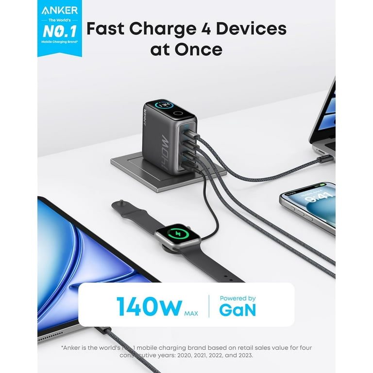 Anker 140W USB-C Charger, Laptop Charger, 4-Port Multi Anker 140W USB-C Charger, Laptop Charger, 4-Port Multi