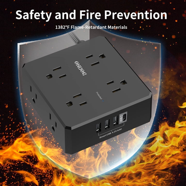ONDOG 8-Outlet Power Strip with USB Ports, 6ft photo 3