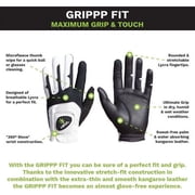 HIRZL Mens Golf Gloves - Grippp Fit, Premium Leather, White/Black, Swiss Design