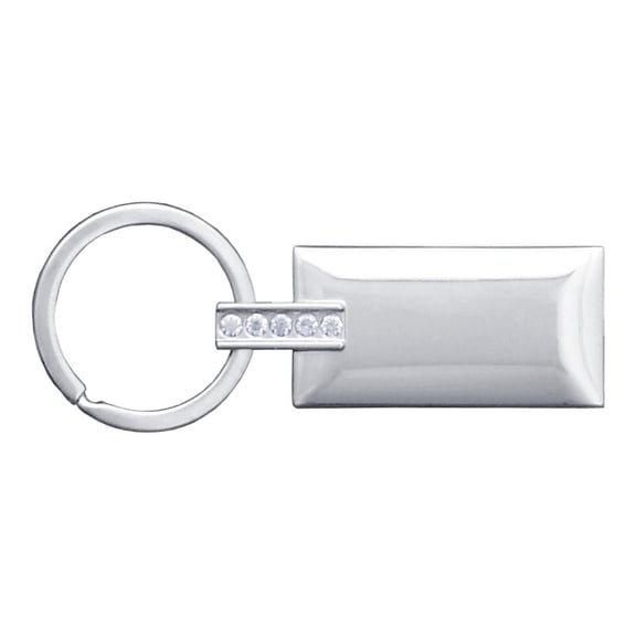 Plain Jeweled Rectangular Key Ring (Silver)
