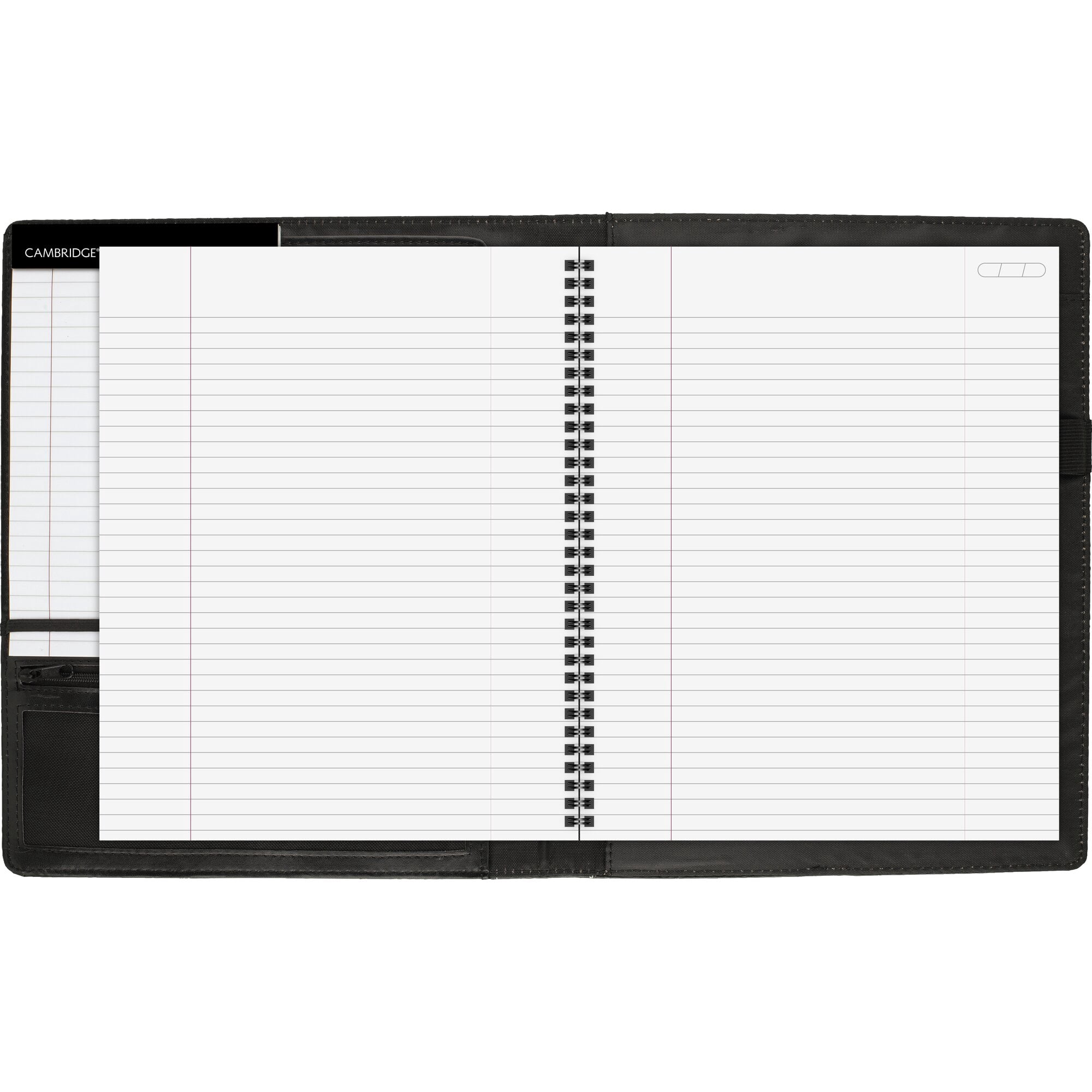 Cambridge Limited Faux Leather Notetaker, Refillable Notebook, 8.5" x 11", 50 Sheets, Black
