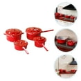 thumbnail image 1 of SKISUNO 1 Ensemble Ornements Miniatures Casseroles Rouges en Métal Mini Maison Pile de Cuisine Jouet pour Enfants, 1 of 8