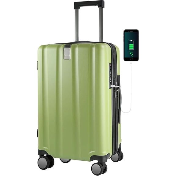 Hardside Expandable Carry On Luggage with Spinner Wheels & Built-in TSA Lock, Durable Suitcase Rolling Luggage with USB Port, Carry-On 20-Inch
