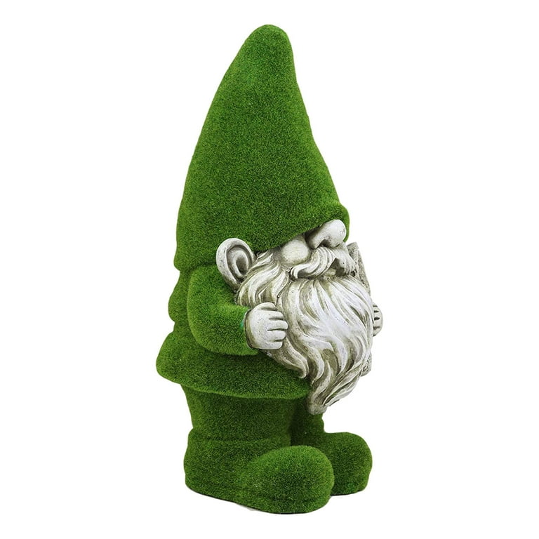 Large Whimsical Green Thumb Gnome With Shovel Garden Statue