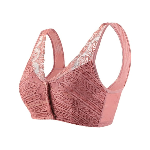 TSADFHJI Women's Leaf Jacquard Thin Large Size No Steel Ring Front Buckle Skin Friendly Comfortable Underwear Women's Bras Bodysuit Bras for Women Satin Women Bras Black Rose Gold 40/90