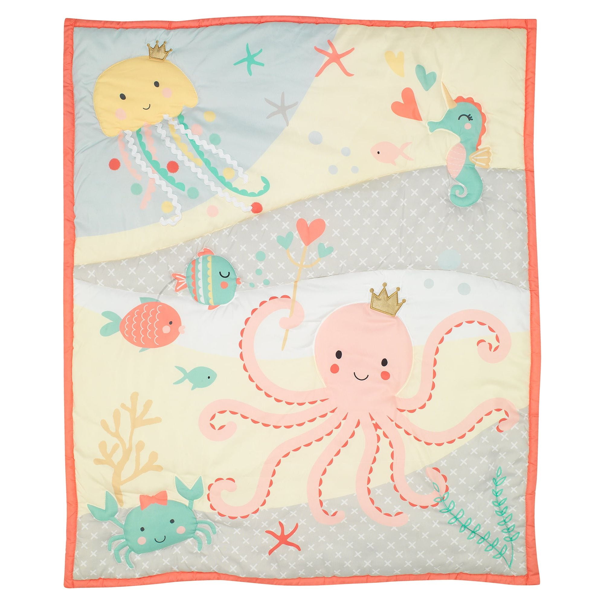 Bedtime Originals Ocean Mist 3-Piece Pink/Gray/Yellow Baby Crib Bedding Set