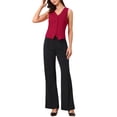 thumbnail image 2 of Chaleco sin mangas de botón y cuello en V para mujer INSPIRE CHIC, color rojo profundo, talla XL, 2 of 6