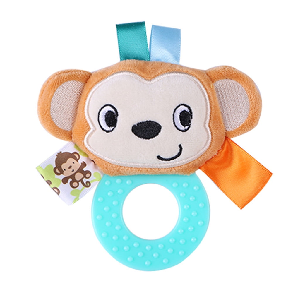 Animal Hand Bells Teether Rattle Doll Plush Baby Rattles Toys Infant