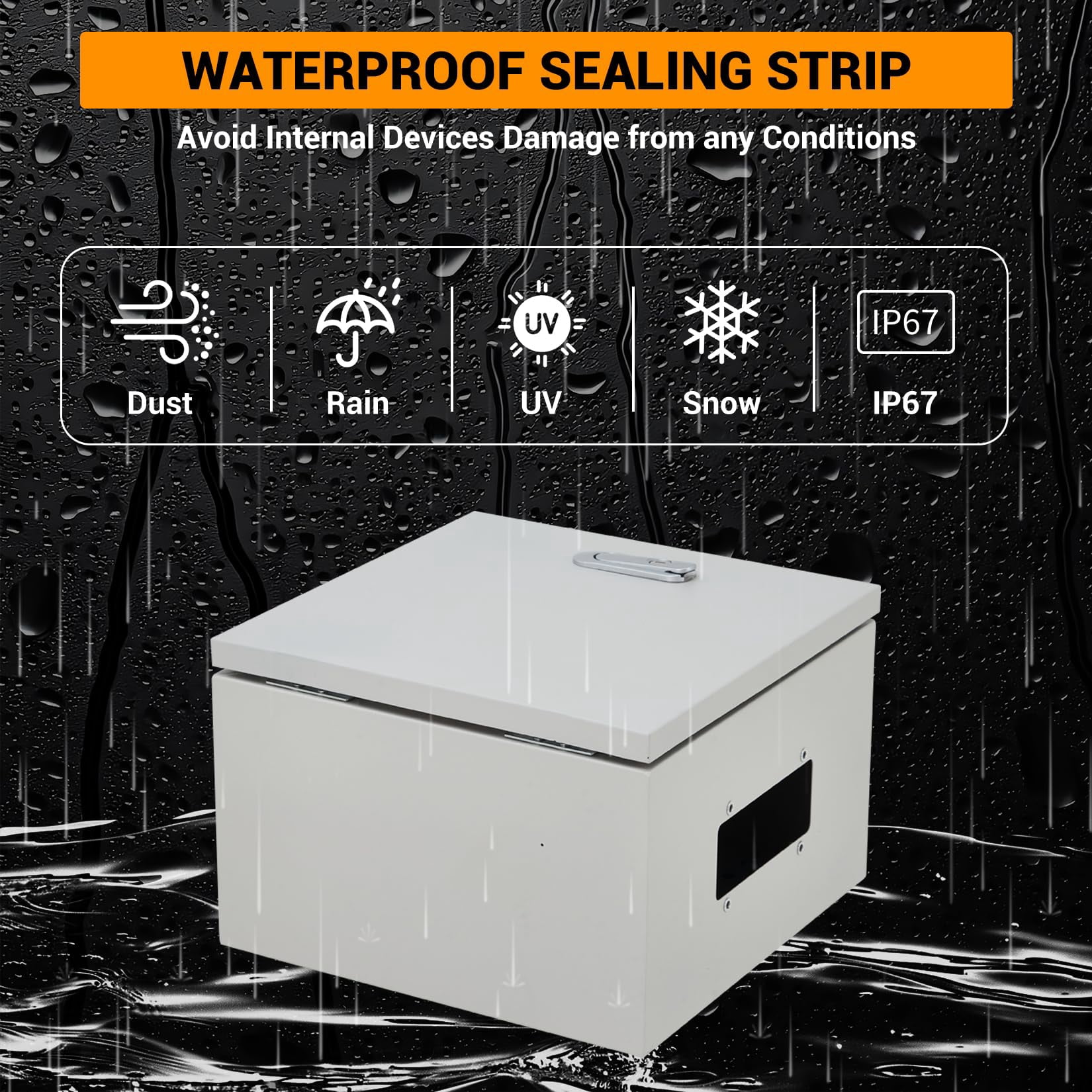 Kojooin Lockable Outdoor Electrical Box, NEMA 4X Steel Enclosure, IP67 Waterproof Dustproof Junction Box with Mounting Plate and Key for Indoor Outdoor