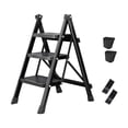 thumbnail image 2 of Escalera de tijera Escalera plegable Hogar multifuncional para adultos Escalera de tijera engrosada liviana para el hogar Taburete antideslizante negro, 2 of 8