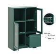 thumbnail image 4 of Wooden Floor Cabinet with Glass Doors, Adjustable Shelves Glass Doors And Storage Compartments, Kitchen Cabinet with Set Screw for Preventing From Collapsing, for Living Room Bathroom Entryway, Green, 4 of 9