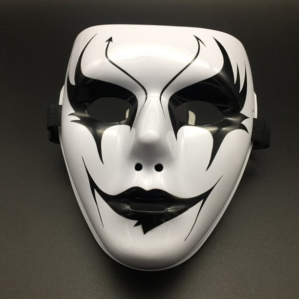 Mascarilla facial completa para hombre y adulto, máscara para baile callejero, pintada a mano, color blanco, 1 piezas