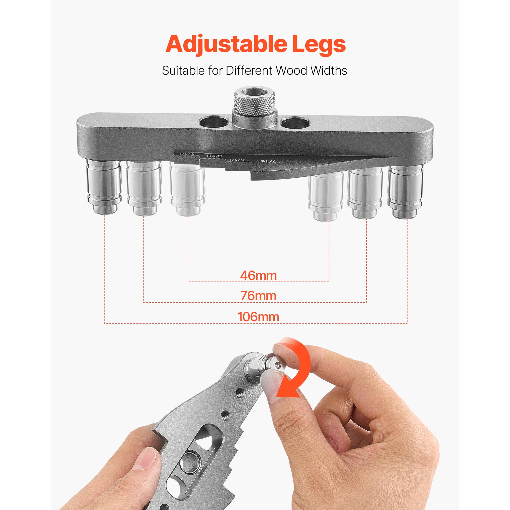 KFFKFF Self-Centering Doweling Jig Kit, Precision Tool for Straight Hole Drilling, Includes 1/4", 5/16", 3/8" Drill Bits and Stop Collars, Durable Aluminum Alloy Woodworking Tool for Drilling
