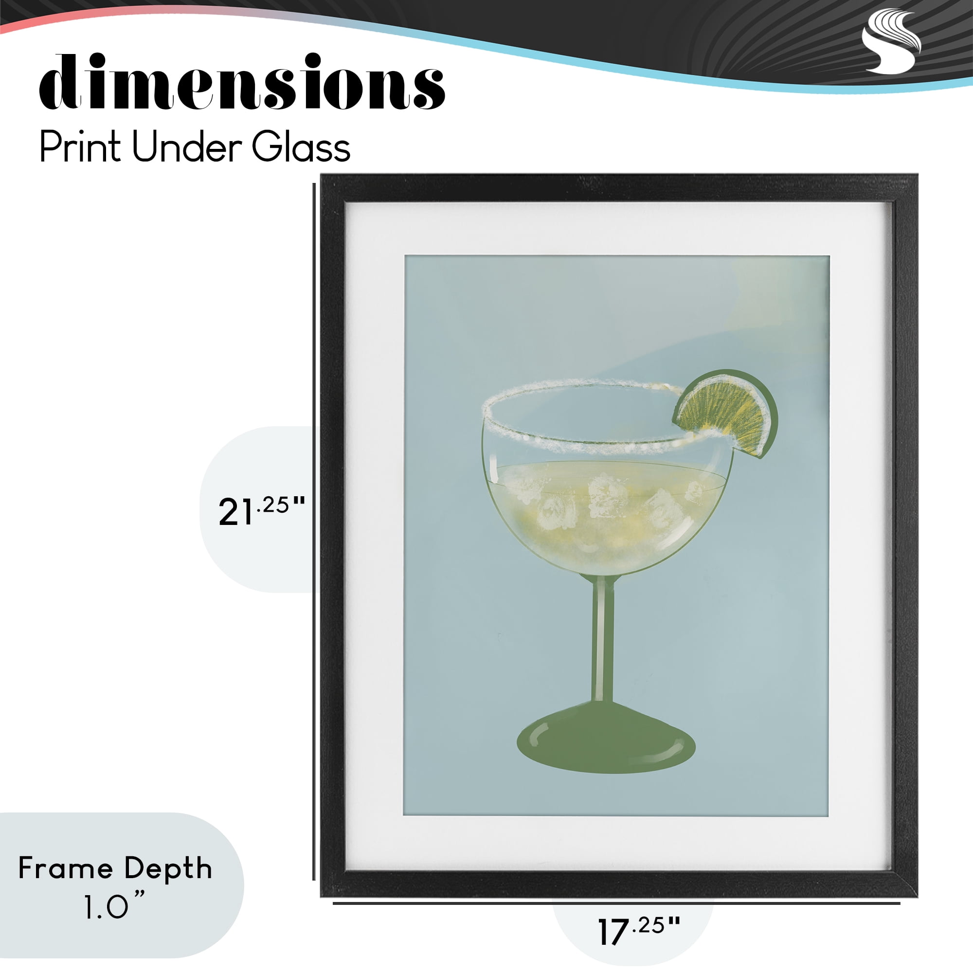 Stupell Industries Margarita Glass over Blue Black Framed Print Under Glass, design by Robin Maria