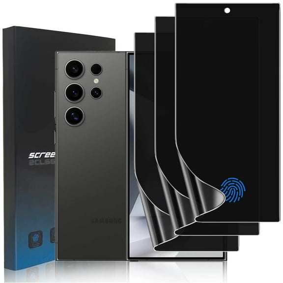 ZYQEEE Privacy Screen Protector for Samsung Galaxy S24 Ultra, Anti-Spy Flexible TPU Hydrogel Film for Galaxy S24 Ultra 5G, Support Fingerprint Unlock,Curved Coverage, 3 Pack