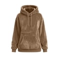 thumbnail image 6 of POIUYTR Pet Pouch Hoodies for Women Oversized Sherpa Fleece Hooded Sweatshirt Carrier with Large Pocket,Khaki,L, 6 of 7