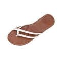 thumbnail image 2 of THDHVS Women's Sandals,Flat Sandals for Women,Women's Fashion Casual Solid Color Woven Toe Spring and Summer Flat Flip Flops White 7, 2 of 6